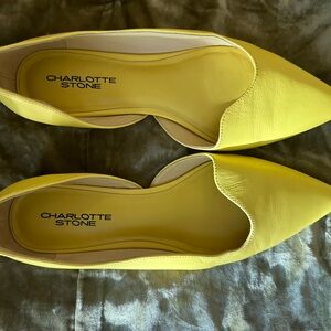 Charlotte Stone Yellow Pointed Flats